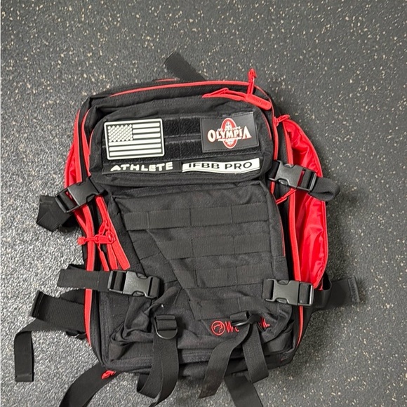 WOLFPACK EXCLUSIVE OLYMPIA ATHLETE Black and Red Backpack - Picture 1 of 3